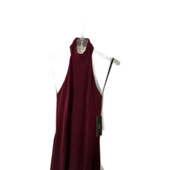 Lulu's Halter Top Style Neck Gown Slice Of Joy Burgundy Maxi - Picture 10 of 12